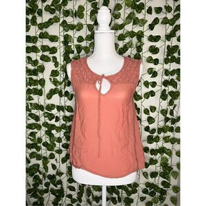 ONeil Mauve Pink Viscose Sleeveless Pleated Tie Front Key-Hole Top Size XS
